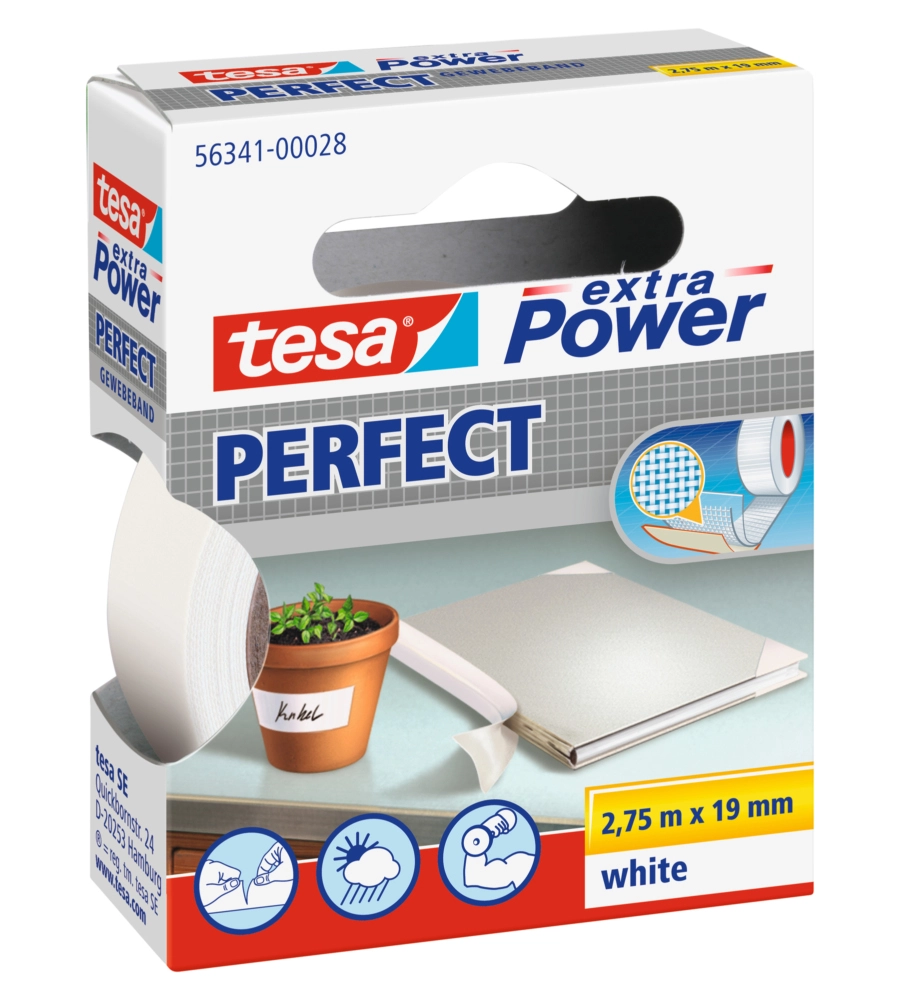 Nastro adesivo "extra power" colore bianco, 2,75 mt x 19 mm - tesa